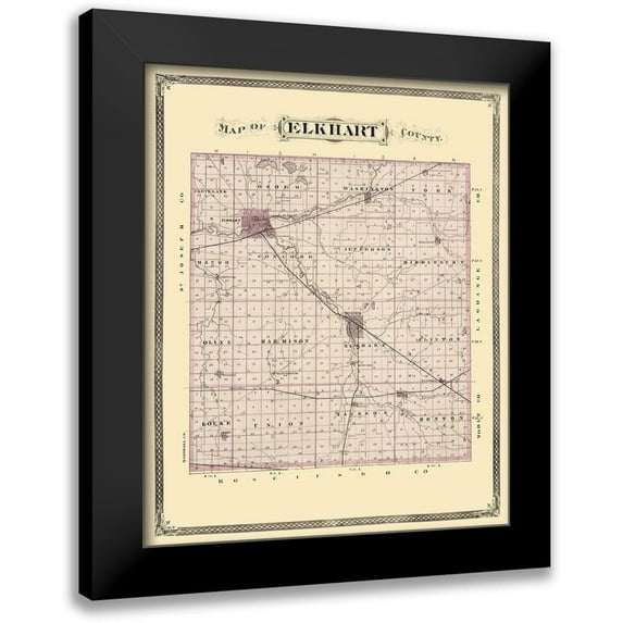 Andreas 20x24 Black Modern Framed Museum Art Print Titled - Elkhart Indiana Landowner - Andreas 1876
