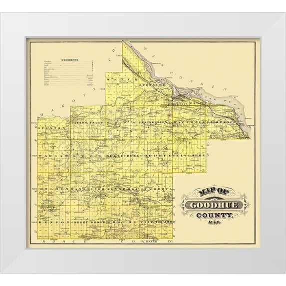 Andreas 22x20 White Modern Wood Framed Museum Art Print Titled - Goodhue Minnesota Landowner - Andreas 1874