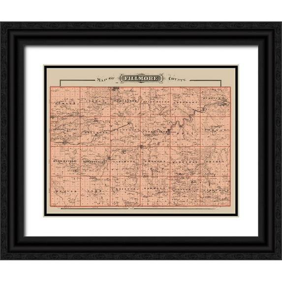 Andreas 24x19 Black Ornate Wood Framed with Double Matting Museum Art Print Titled - Filmore Minnesota Landowner - Andreas 1874