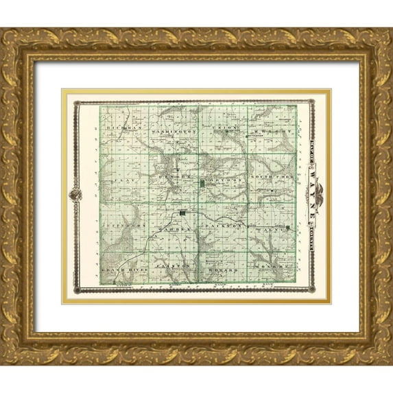 Andreas 24x20 Gold Ornate Wood Framed with Double Matting Museum Art Print Titled - Wayne Iowa Landowner - Andreas 1875