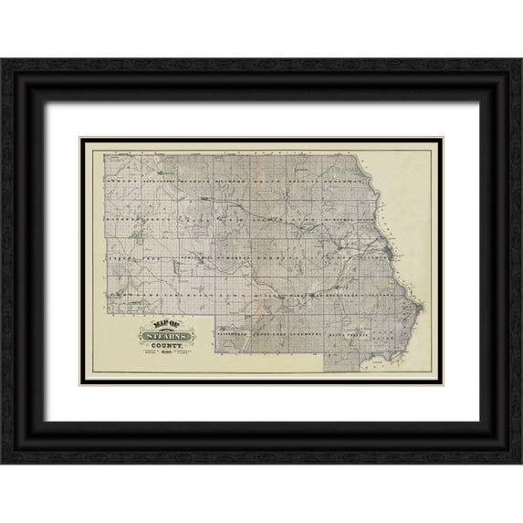 Andreas 32x23 Black Ornate Wood Framed with Double Matting Museum Art Print Titled - Stearns Minnesota Landowner - Andreas 1874