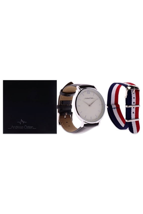 AO-101 Silver-Black Leather Strap Watch 1 Pc