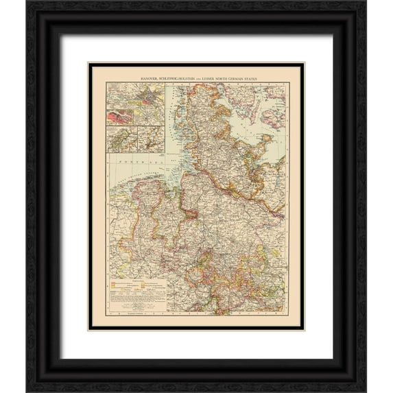 Andree 26x32 Black Ornate Wood Framed with Double Matting Museum Art Print Titled - Hannover Schleswig Holstein Germany - Andree 1895