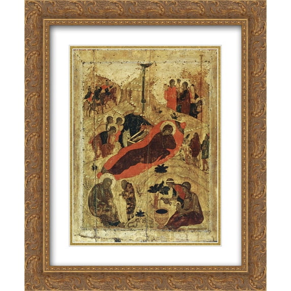 Andrei Rublev 2x Matted 20x24 Gold Ornate Framed Art Print 'Birth of Christ'