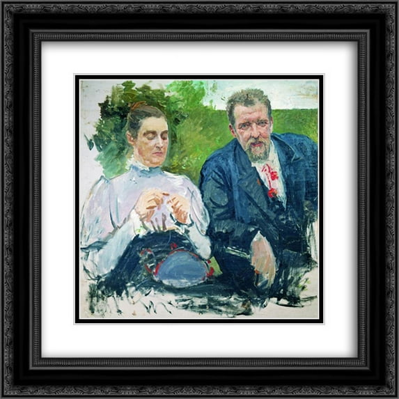 Andrei Ryabushkin 2x Matted 20x20 Black Ornate Framed Art Print 'Portrait of I. F. Tyumenev with his wife'