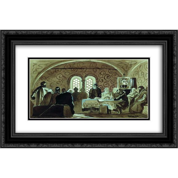 Andrei Ryabushkin 2x Matted 24x18 Black Ornate Framed Art Print 'Boyar Duma'