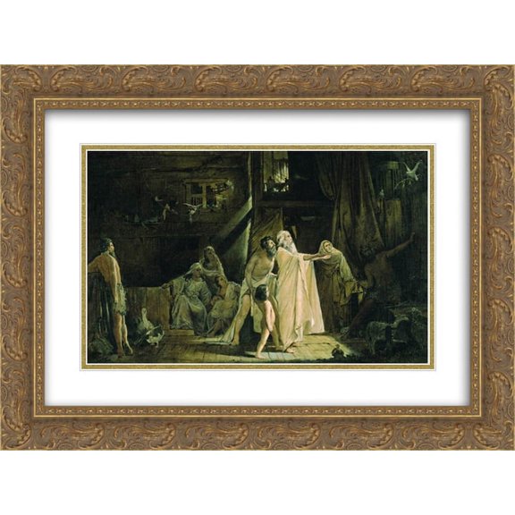 Andrei Ryabushkin 2x Matted 24x18 Gold Ornate Framed Art Print 'Noah's Ark'