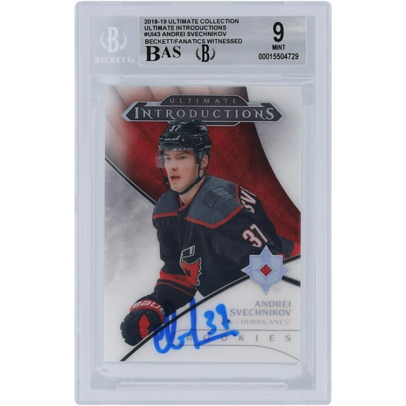 Andrei Svechnikov Carolina Hurricanes Autographed 2018-19 Upper Deck Ultimate Collection Ultimate Introductions #UI-43 Beckett Fanatics Witnessed Authenticated 9/10 Rookie Card - Fanatics Authentic