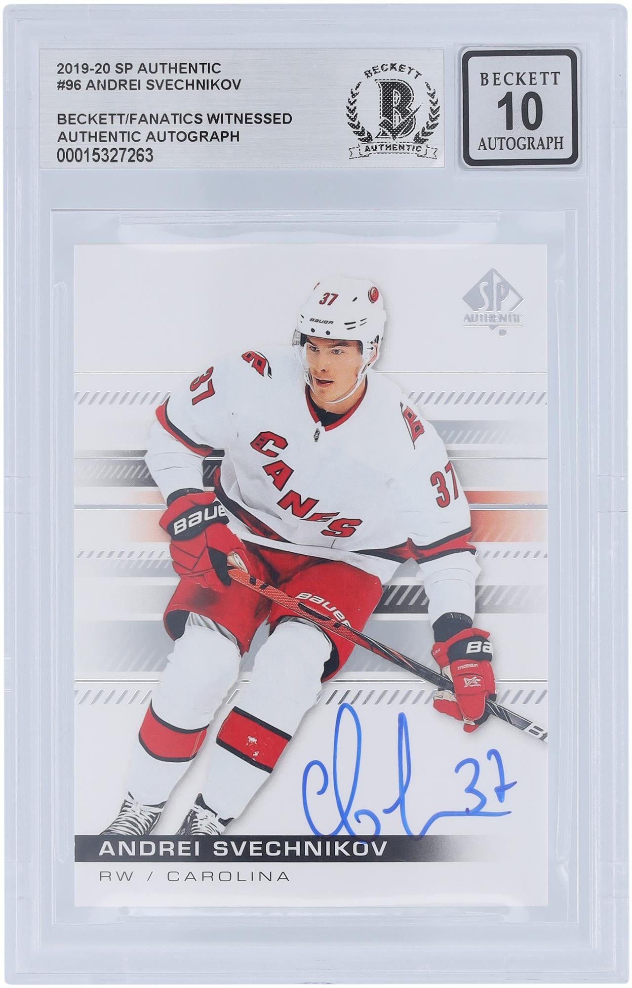 Andrei Svechnikov Carolina Hurricanes Autographed 2019-20 Upper Deck SP Authentic #96 Beckett Fanatics Witnessed Authenticated 10 Card - Fanatics Authentic Certified