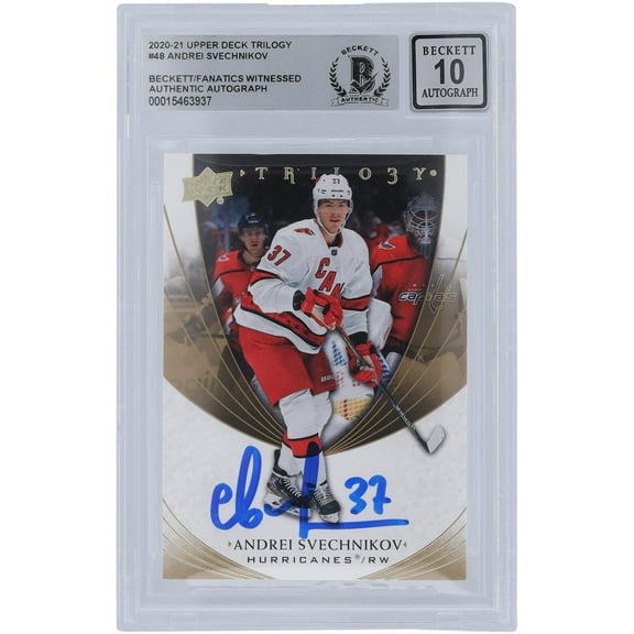 Andrei Svechnikov Carolina Hurricanes Autographed 2020-21 Upper Deck Trilogy #48 Beckett Fanatics Witnessed Authenticated 10 Card - Fanatics Authentic Certified