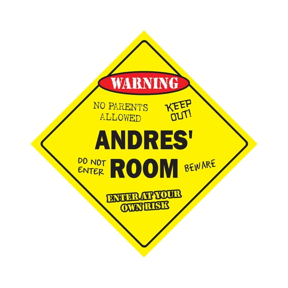 Andres' Room Sign Crossing Zone Xing | Indoor/Outdoor | 12" Tall kids bedroom decor door children's name boy girl