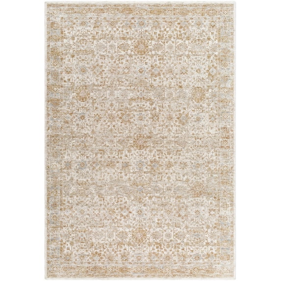 BoutiqueRugs Andres Traditional Area Rug - Cream, Tan, Blue - 5'3" Round