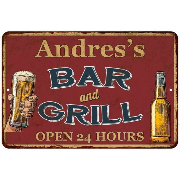 Andres's Red Bar and Grill Rustic Sign Decor 8x12 208120045447