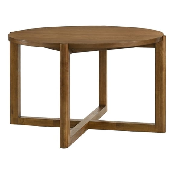 Andrew 47" Walnut Wood Finish Round Dining Table with Cross Sled Base
