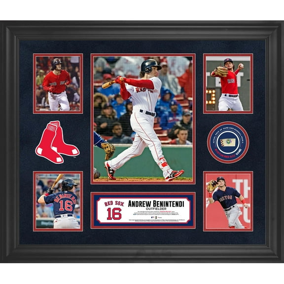 Andrew Benintendi Boston Red Sox Framed 20" x 24" 5-Photo Collage with a Piece of Game-Used Baseball