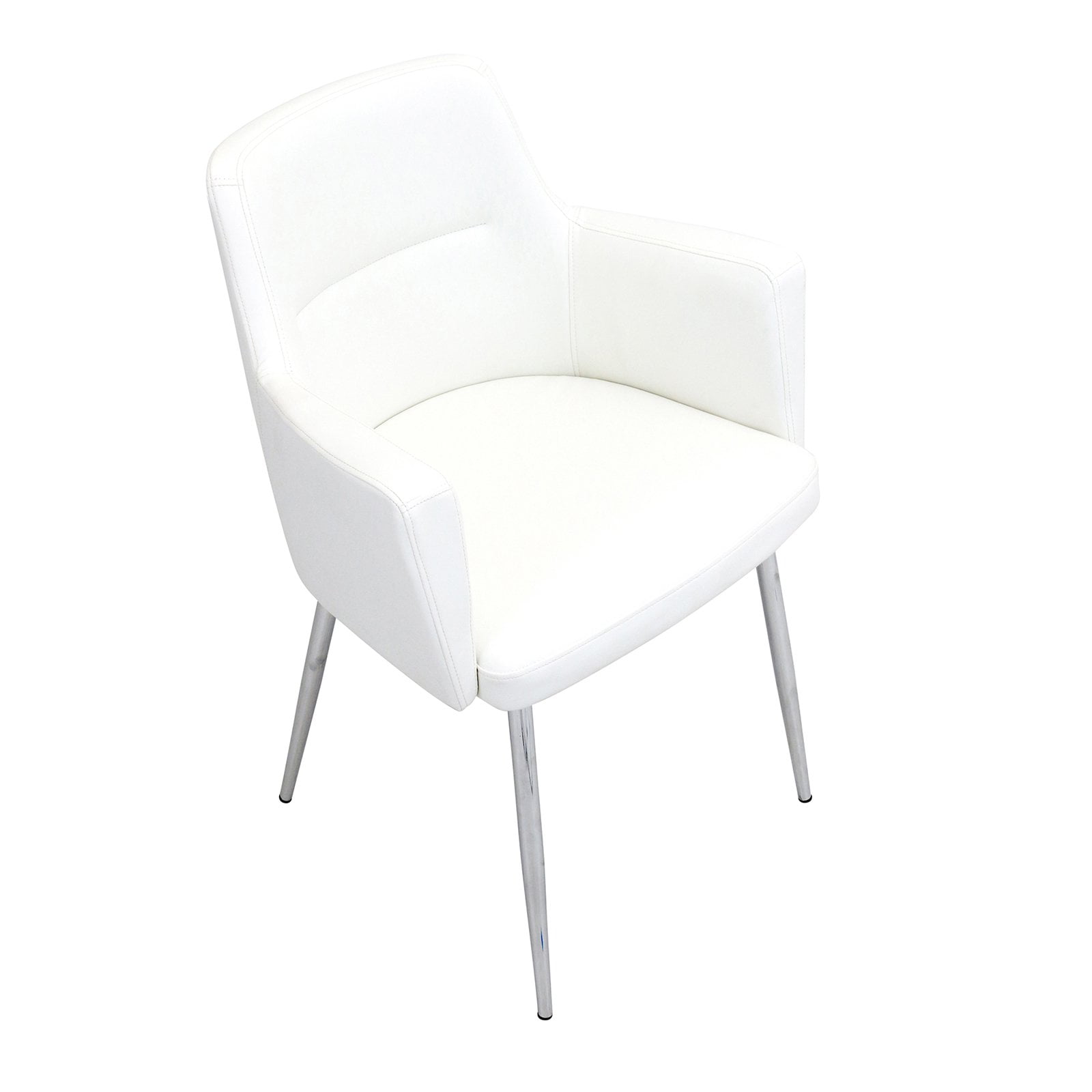 Andrew White Faux Leather Dining Accent Chair with Chrome Legs