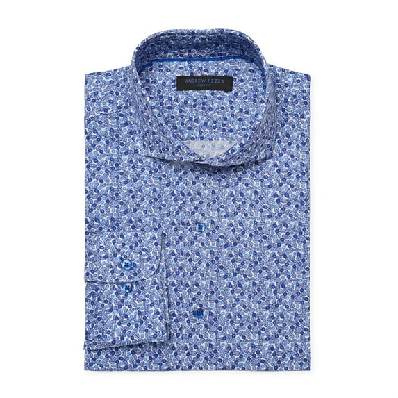 Andrew Fezza Men's 17019 Slim Fit Comfort Flex Collar Dress Shirt - 17