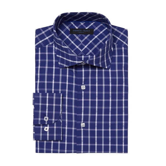 Andrew Fezza Men's 70063 Slim Fit Comfort Flex Collar Dress Shirt - 15