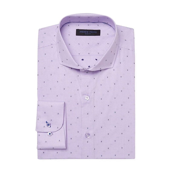 Andrew Fezza Men's 70707 Slim Fit Comfort Flex Collar Dress Shirt - 16.5