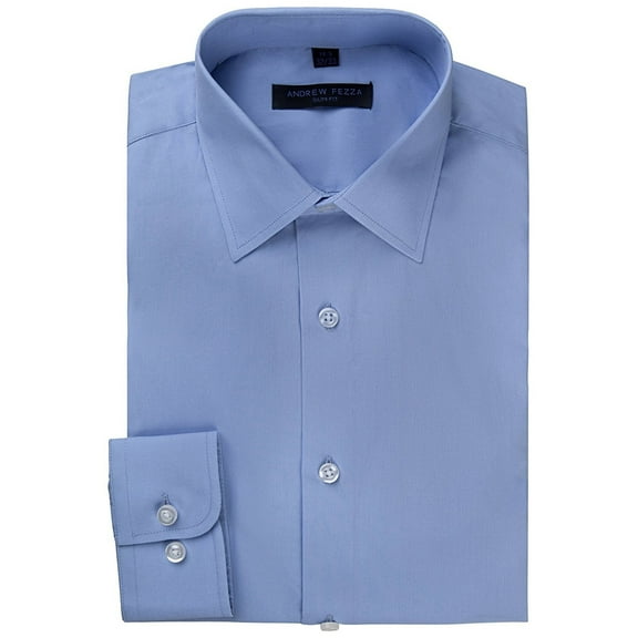 Andrew Fezza Men's Slim Fit Long Sleeve Solid Cotton Dress Shirt - Colors