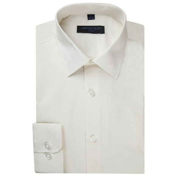 Andrew Fezza Men's Slim Fit Long Sleeve Solid Cotton Dress Shirt - Colors