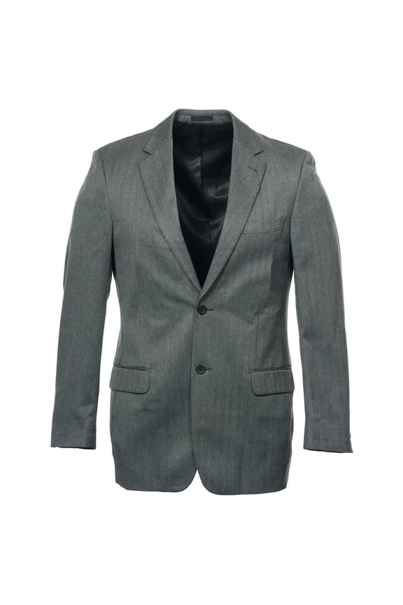 Mens Herringbone Blazer 2 Button Sport Coat Jacket (42 Long, Gray)