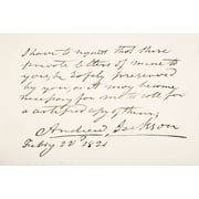 Andrew Jackson 1767 - 1845 7Th President Of The United States Of America Hand Writing Sample Canvas Art - Ken Welsh Design Pics 18 x 12