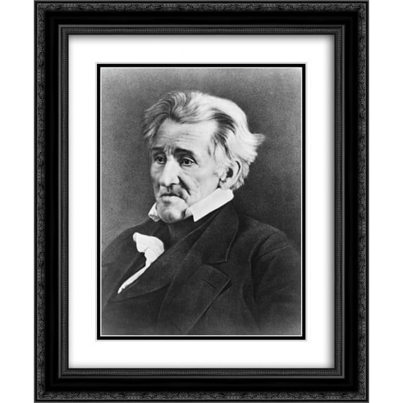 Andrew Jackson, half length portrait, seated, facing left 18x24 Double Matted Black Ornate Framed Art Print