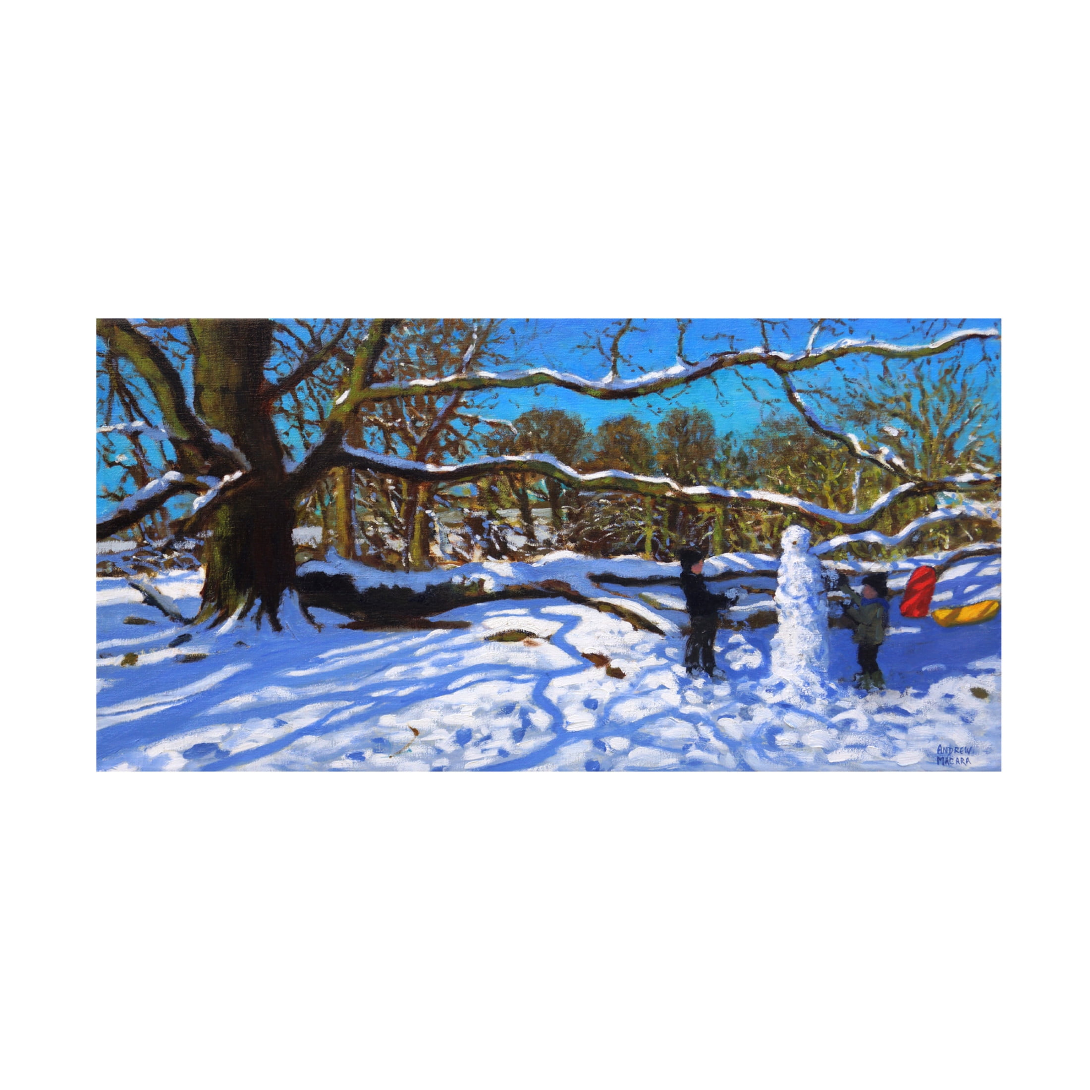Andrew Macara 'The Snowman, Calke Abbey, Ticknall, Derby, 2022' Canvas Art - 32 x 16 Inches
