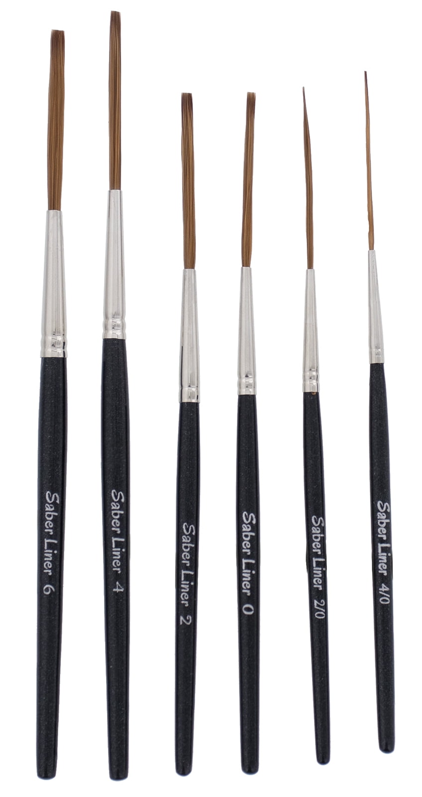 Set 6 Mack Sword Striping Series 10 Size 000 - 3 Pinstripe Brush