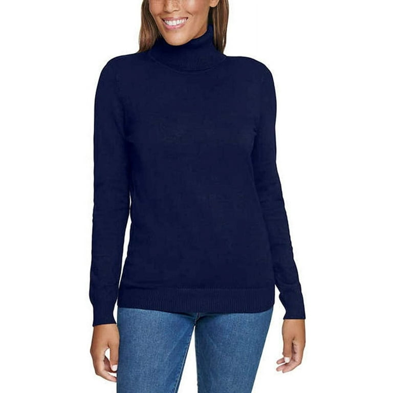 Andrew Marc Ladies Turtle Neck Top Dark Mallard Blue XL NEW