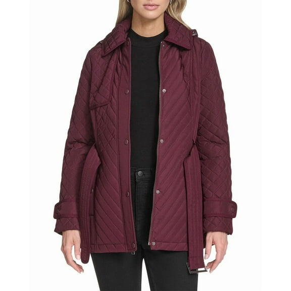 Andrew Marc womens  Brinklee Belted Trench Coat, m, Purple