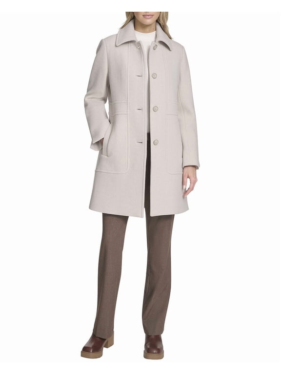 womens Emmeline Wool-Blend Slim Coat, l, White