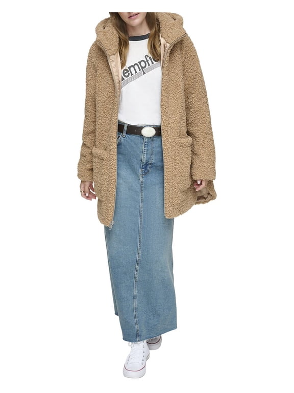 womens Faux Sherpa Medium Wool Coat, XL
