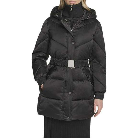 Andrew Marc womens  Mallee Hooded Parka, m, Black