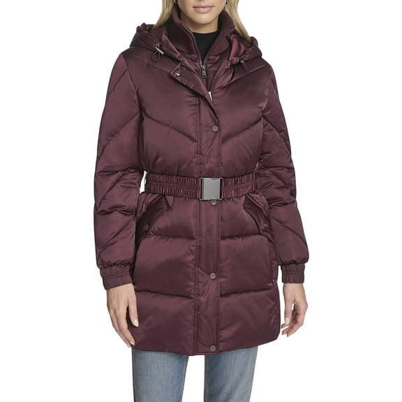 Andrew Marc womens  Mallee Hooded Parka, m, Purple