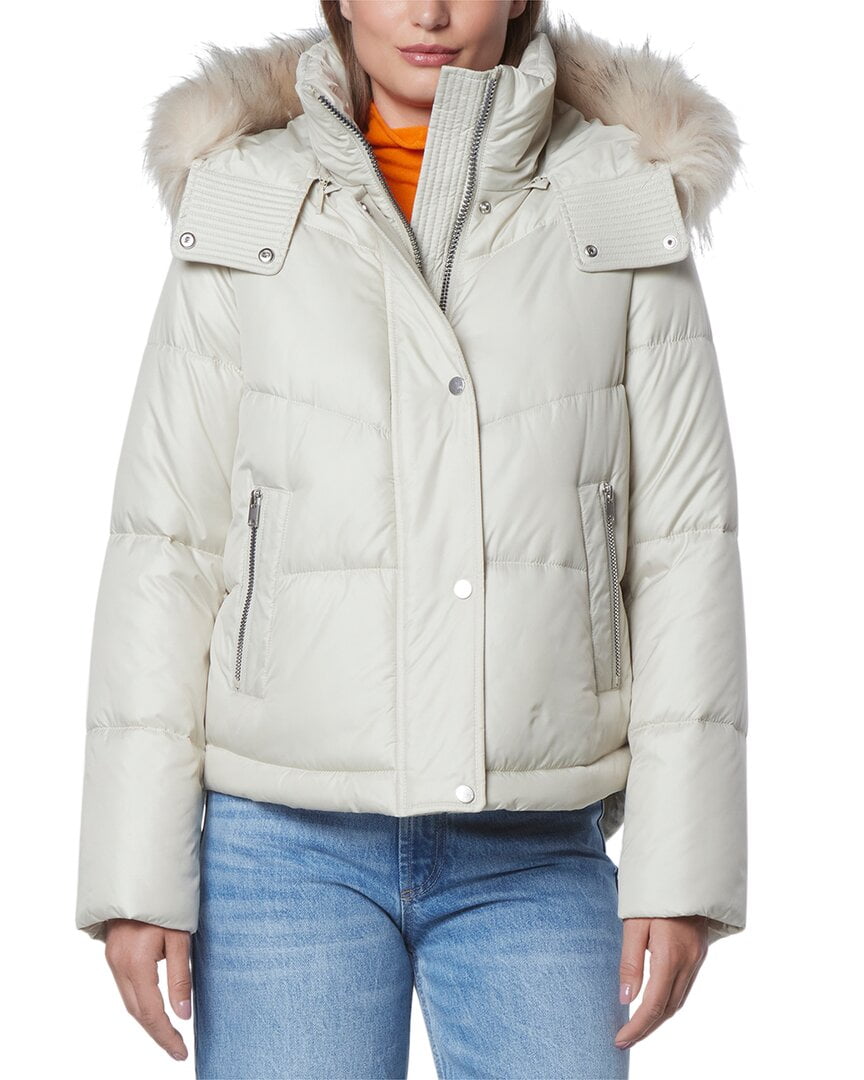 Andrew marc vara fur trim velvet down coat best sale