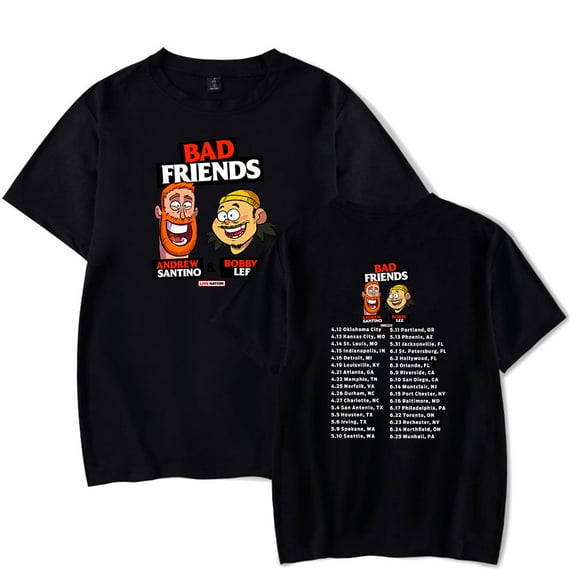 Andrew Santino Bad Friends Tour Merch T-Shirt Women/Men Unisex Summer Short Sleeve Tshirt Tee Hiphop Streetwear Top