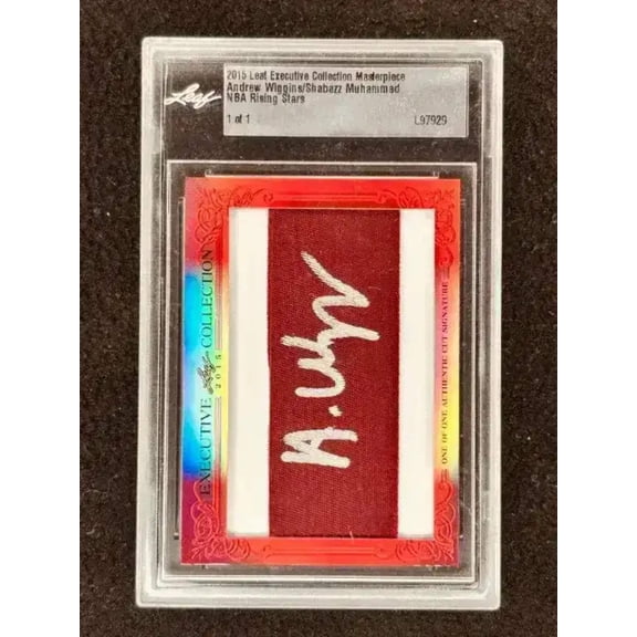 Andrew Wiggins and Shabazz Muhammad 2015 Leaf Masterpiece Cut Signature certified autograph card 1/1 Timberwolves