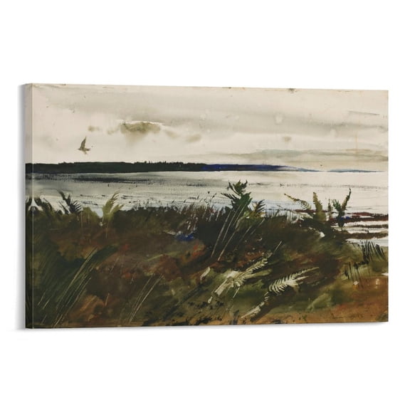 Andrew Wyeth The Lone Gull Canvas Printing Famous Paintings, Wall Art Posters, Decorative Hanging Pictures Wall Art Poster Scroll Canvas Painting Picture Living Room Decor Home 16x24inch(40x60cm)