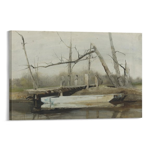 Andrew Wyeth Print Painting Riverboat Canvas Poster Room Aesthetic Poster Print Art Wall Painting Canvas Posters Gifts Modern Bedroom Decor 08x12inch(20x30cm)