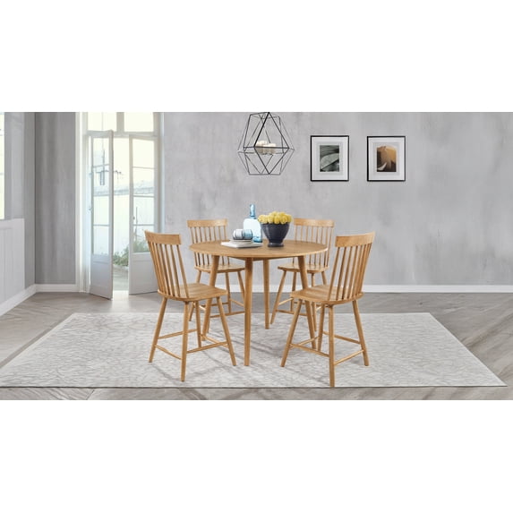 Coaster Andrews 5-Piece Round Counter Height Dining Set, Light Ash