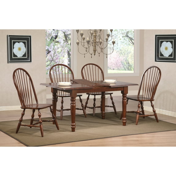 Andrews 5PC 60" Rectangle Butterfly Extendable Dining Set in Chestnut Brown Wood