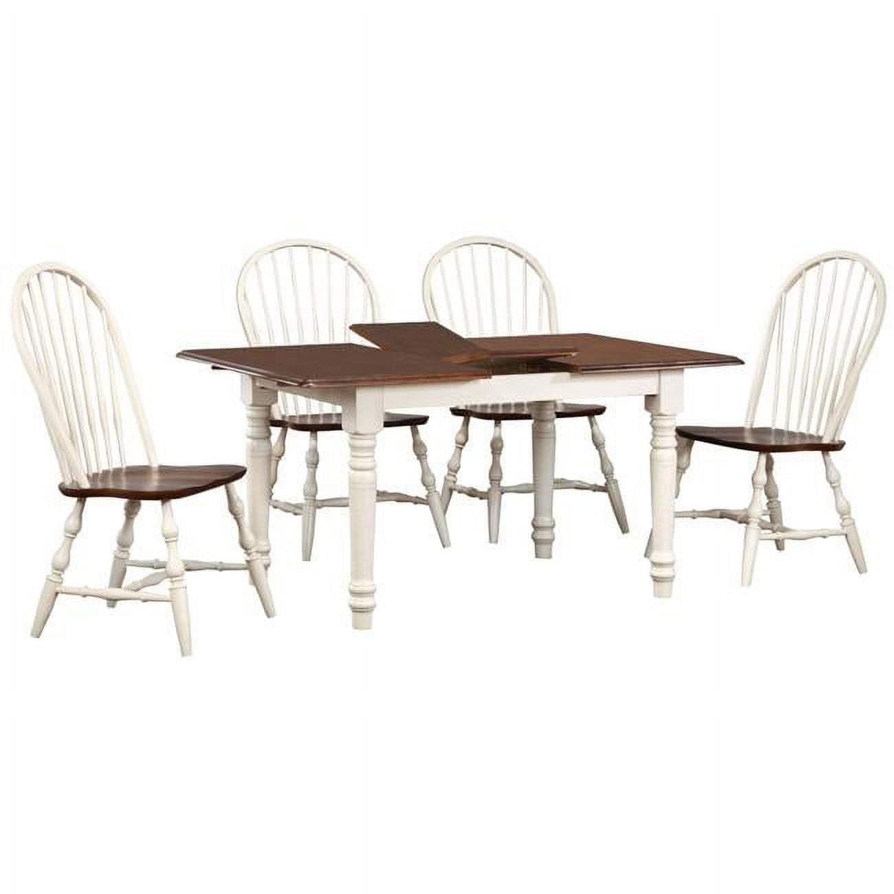 Andrews 5-Piece Antique White and Chestnut Brown Extendable Dining Set