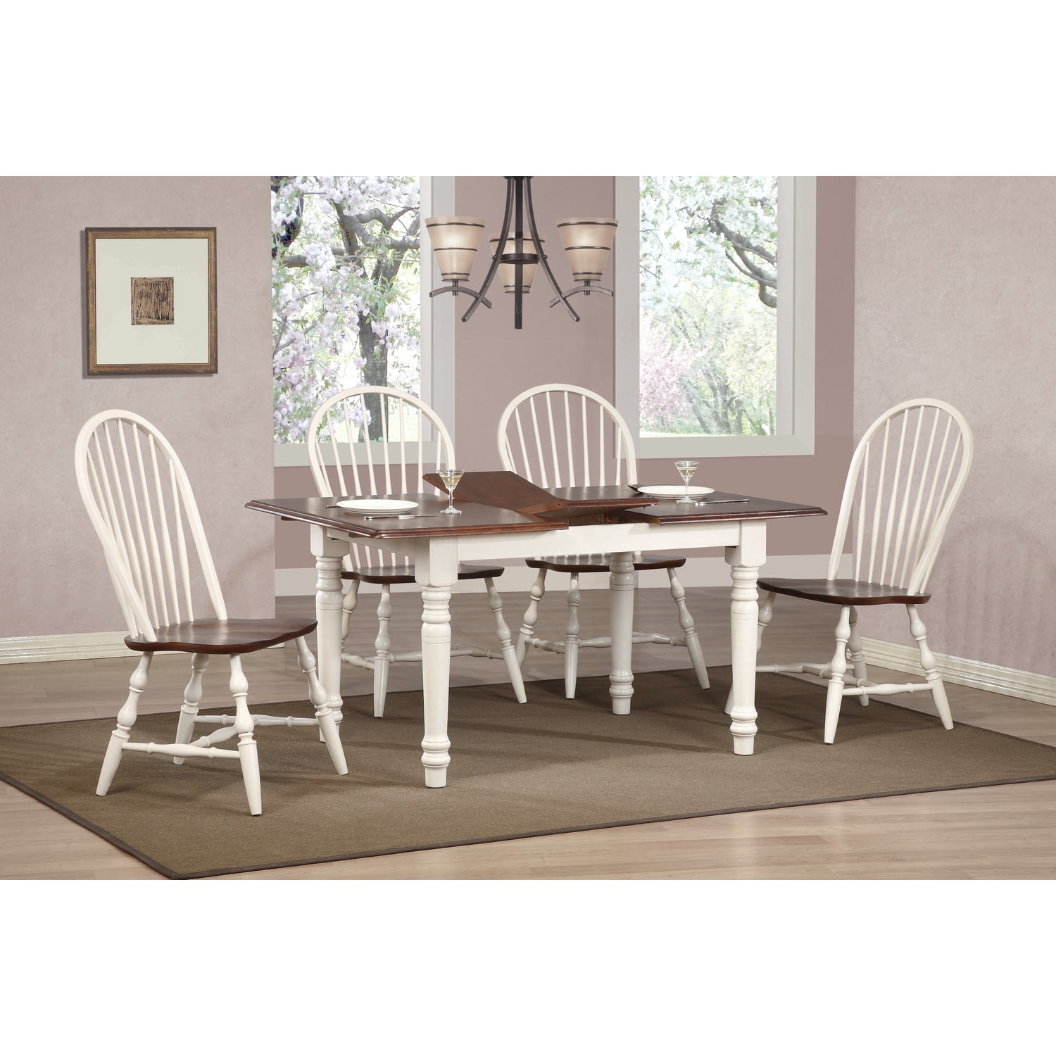 Andrews 5-Piece Antique White and Chestnut Brown Extendable Dining Set
