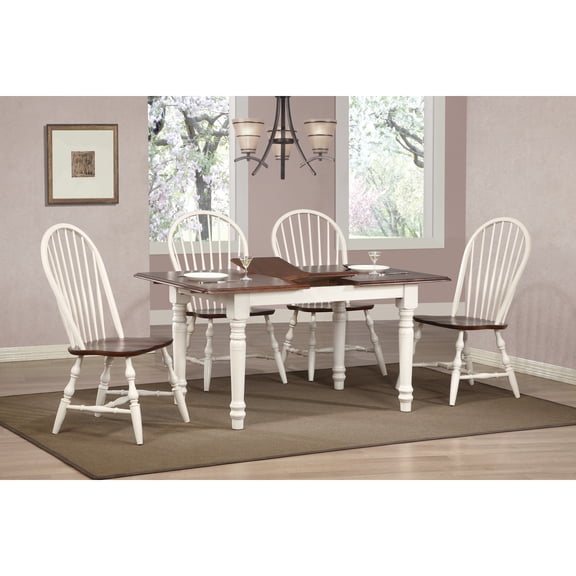 Andrews 5PC 60" Rectangle Extendable Butterfly Dining Table Set White/Brown Wood