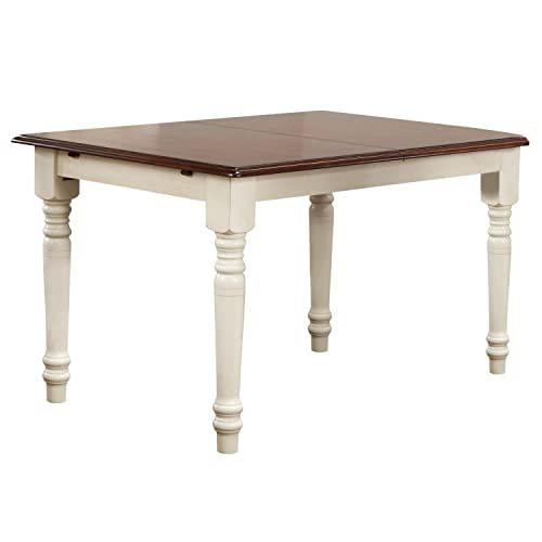 Andrews 60" Extendable Butterfly Leaf Dining Table Off White/Brown Wood