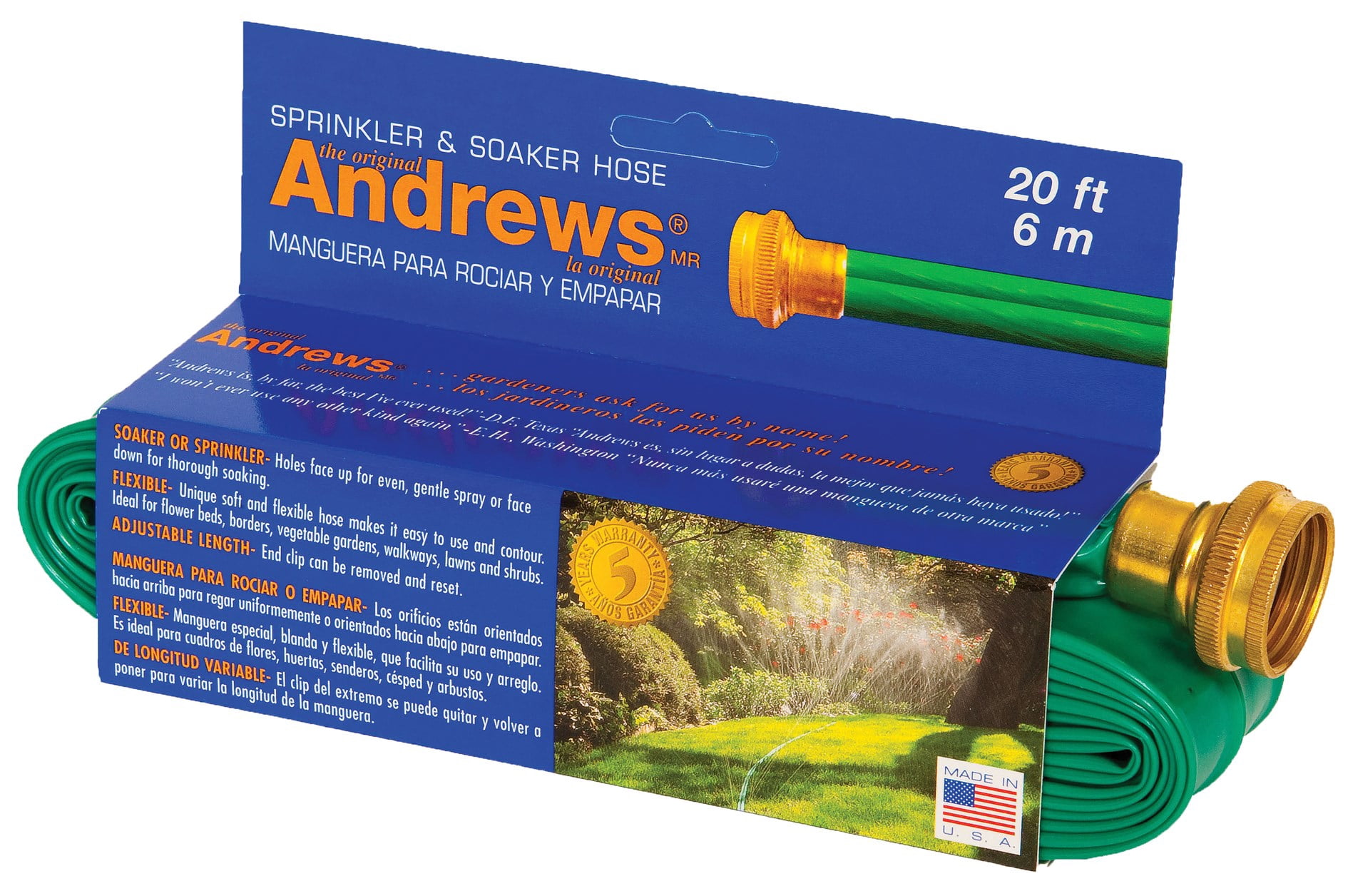 Andrews Soaker Hose 0.5” x 20’ Heavy Duty Garden Hose