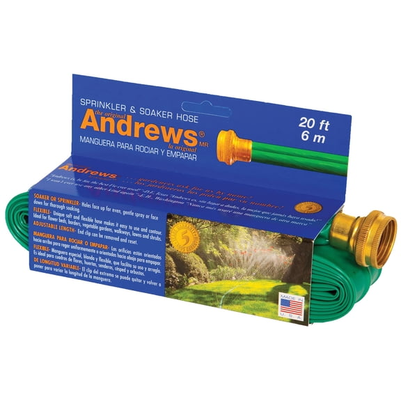 Andrews Soaker Hose 0.5” x 20’ Heavy Duty Garden Hose