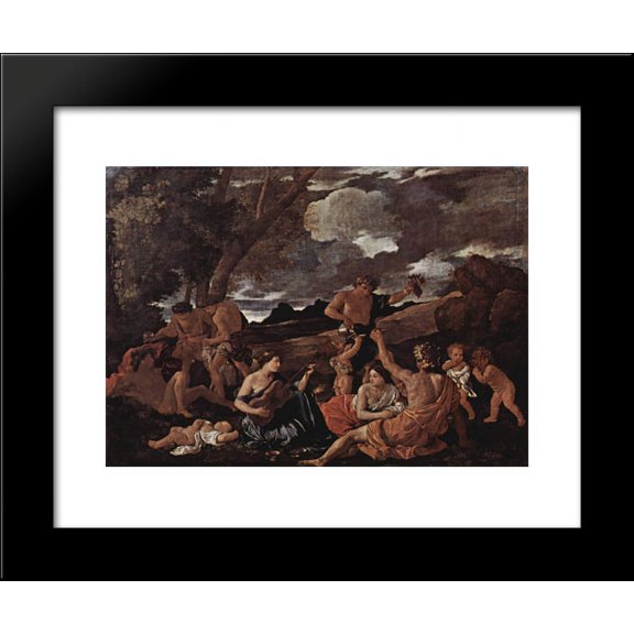 Andrians or The Great Bacchanal with Woman Playing a Lute 20x24 Framed Art Pr...